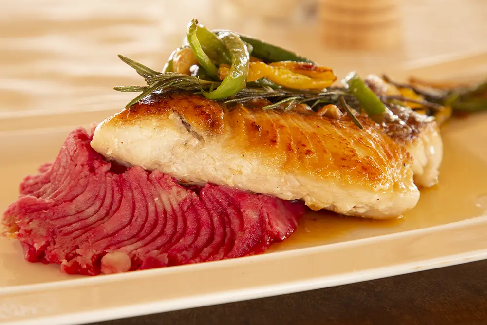 Pescado con pure de ñame